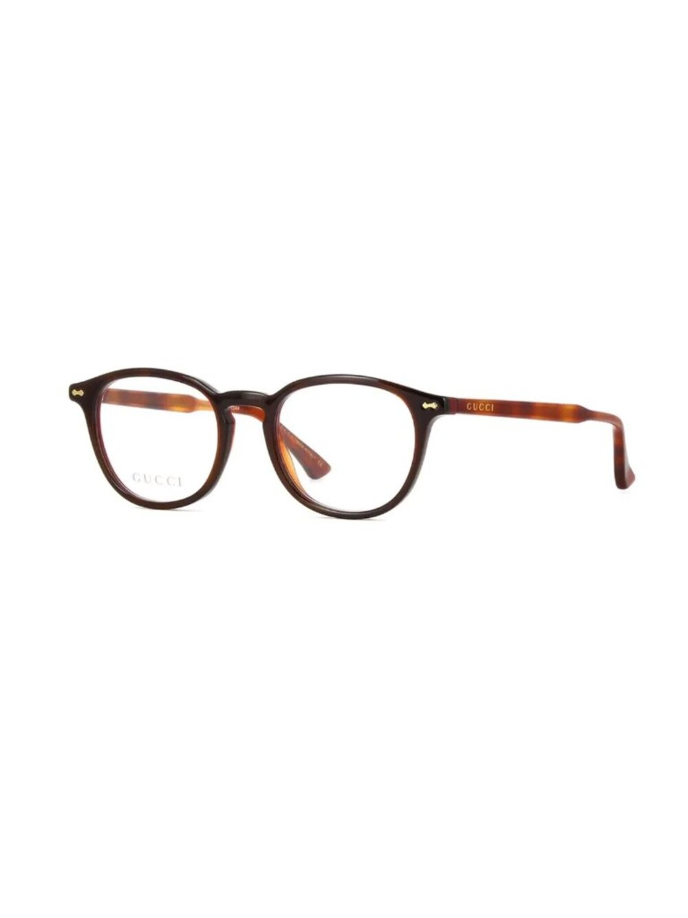 GUCCI GG0187O 008 Round Oval Havana Light Demo Lens 49 mm Unisex Eyeglasses